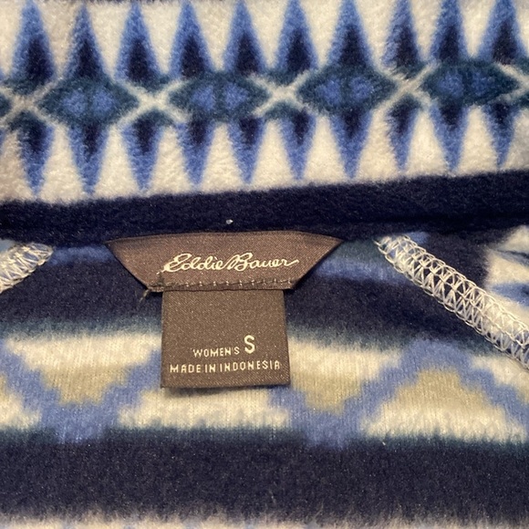 Eddie Bauer Quarter Zip L/S Cozycore Fleece blue White Size SMALL (2023) - Picture 4 of 10
